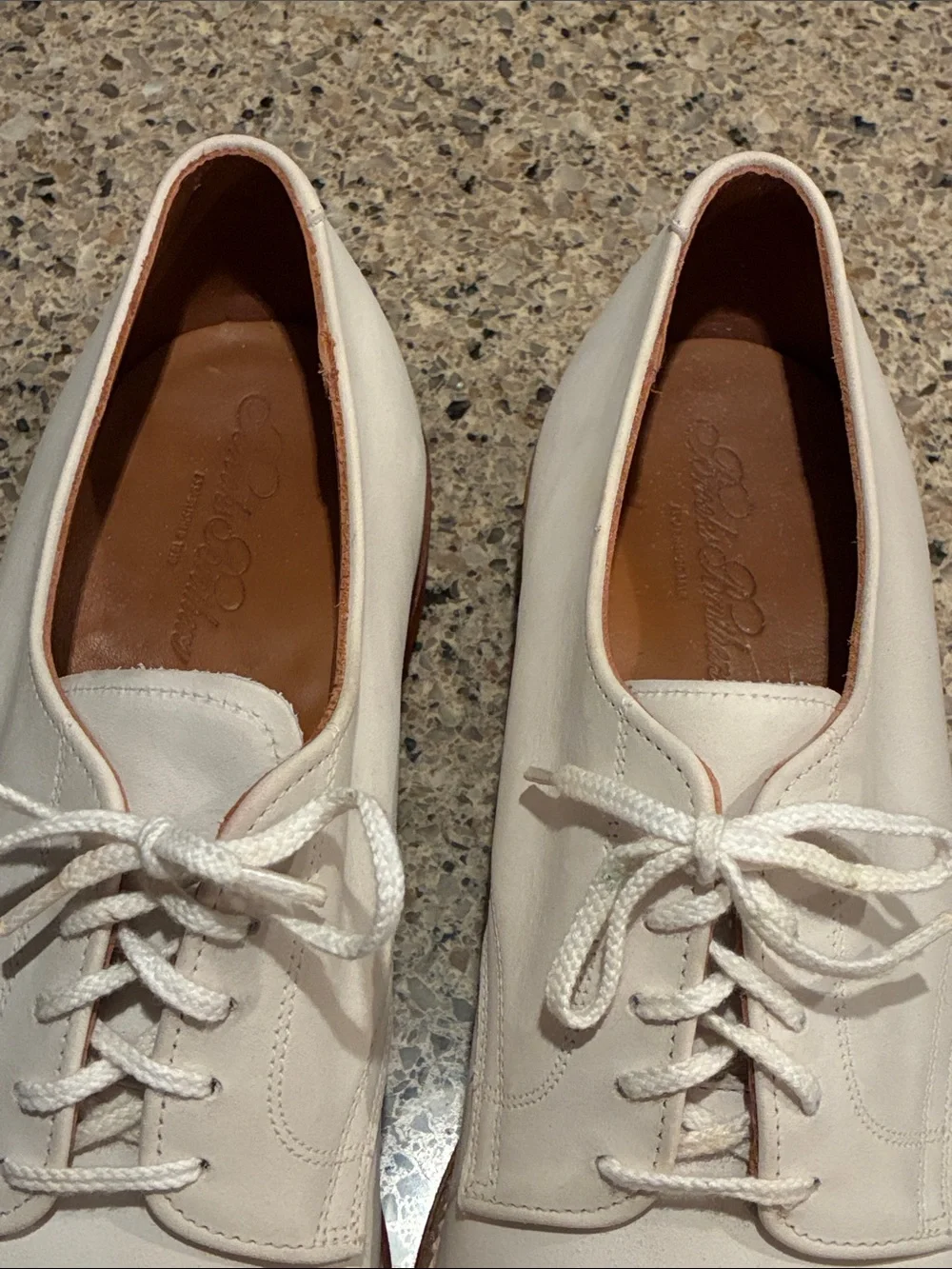 Vintage Brooks Brothers Men 9 E/C White Nubuck Suede Derby Oxford Dress Shoes